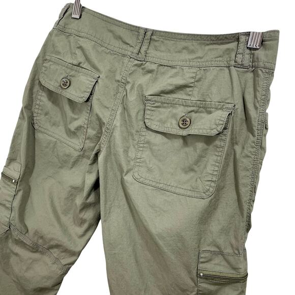 Vintage Y2K Low Rise Green Cargo Capris Gasoline Size 28 Utility Pockets - Picture 6 of 9